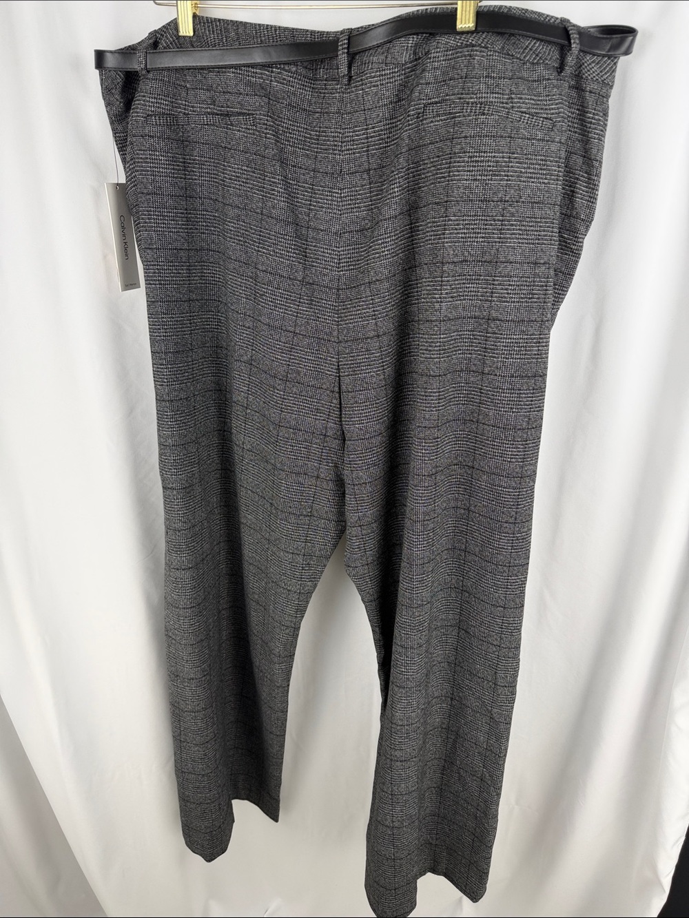 Calvin Klein Plus Size Charcoal Glen Plaid Dress Pants - Picture 6 of 15